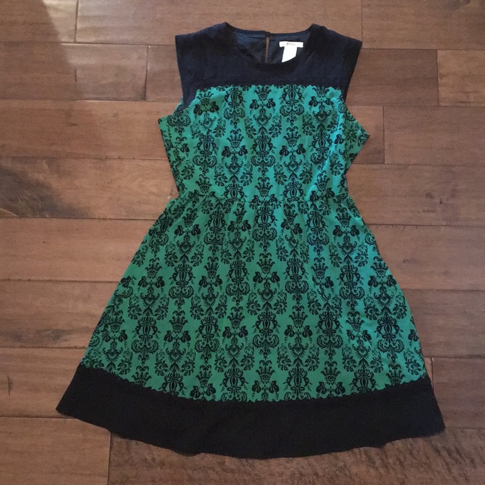 Emerald Brocade-Print Dress